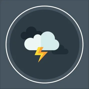 Cloud lightning icon thunder storm flat Vector icon Stock Illustration