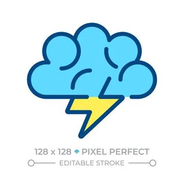 Cloud with lightning line color icon Illustrazione stock