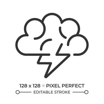 Cloud with lightning line icon Stock Illustration