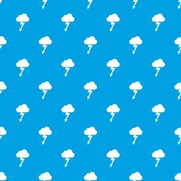 Cloud with lightning pattern seamless blue Stock Illustration