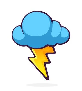 Cloud with lightning strike. Weather symbol. Vector illustration Stock Illustration