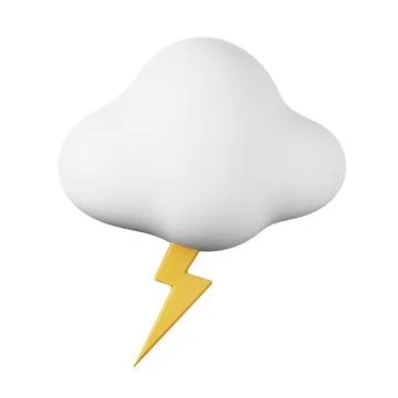 Cloud with lightning thunder high quality 3D render illustration icon. Stock Illustration