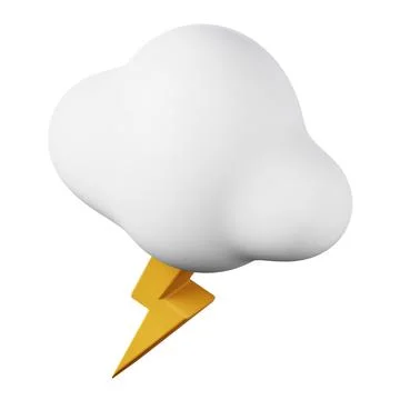 Cloud with lightning thunder high quality 3D render illustration icon. Stock Illustration