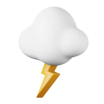 Cloud with lightning thunder high quality 3D render illustration icon. Stock Illustration