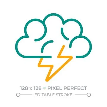 Cloud with lightning two color line icon Illustrazione stock