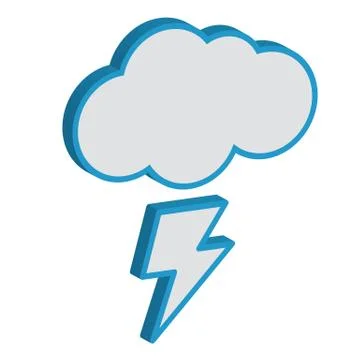 Cloud with lightning weather forecast vector icon Stock Illustration