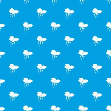 Cloud with lightnings pattern seamless blue Stock Illustration