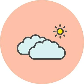 Cloud Line Filled Circle Icon Stock Illustration