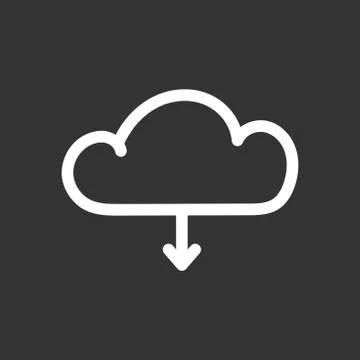 Cloud line icon. Internet download symbol. Flat vector illustration on black  Stock Illustration