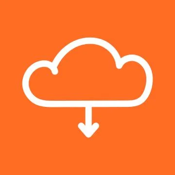Cloud line icon. Internet download symbol. Flat vector illustration on orange 스톡 일러스트
