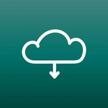 Cloud line icon. Internet download symbol. Flat vector illustration on green  Stock Illustration