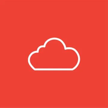 Cloud Line Icon On Red Background. Red Flat Style Vector Illustration. Stock Illustration