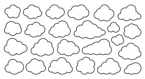 Cloud line icon set weather database network sign Stock Illustration