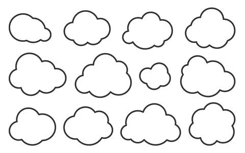 Cloud line icon set weather database network sign Stock Illustration