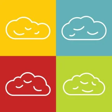 Cloud line icons on color background Illustrazione stock