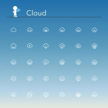 Cloud line icons Stock Illustration