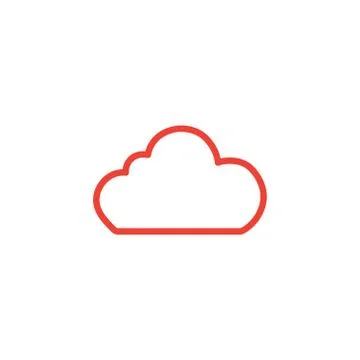 Cloud Line Red Icon On White Background. Red Flat Style Vector Illustration. 스톡 일러스트