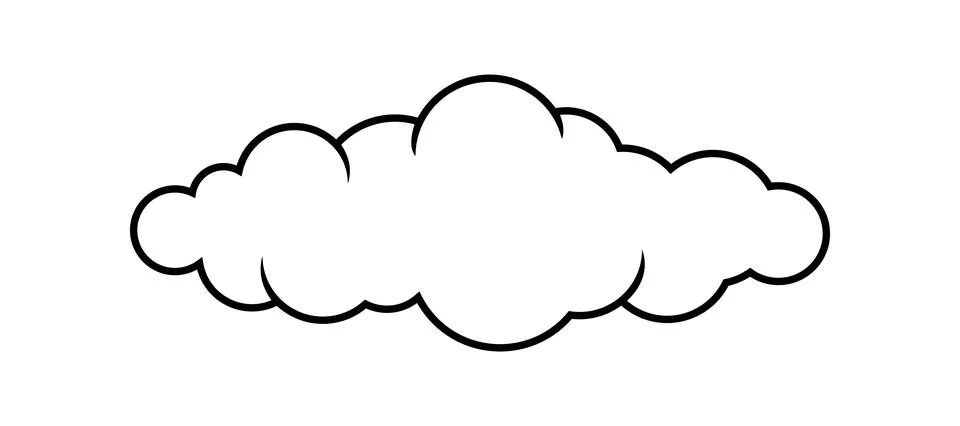 Cloud line shape, graphic clouds outline, clouds lined, cloudy line simple Illustrazione stock