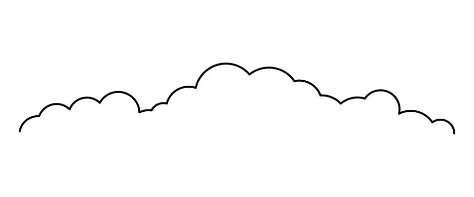Cloud line shape, graphic clouds outline, clouds lined, cloudy line simple Illustrazione stock