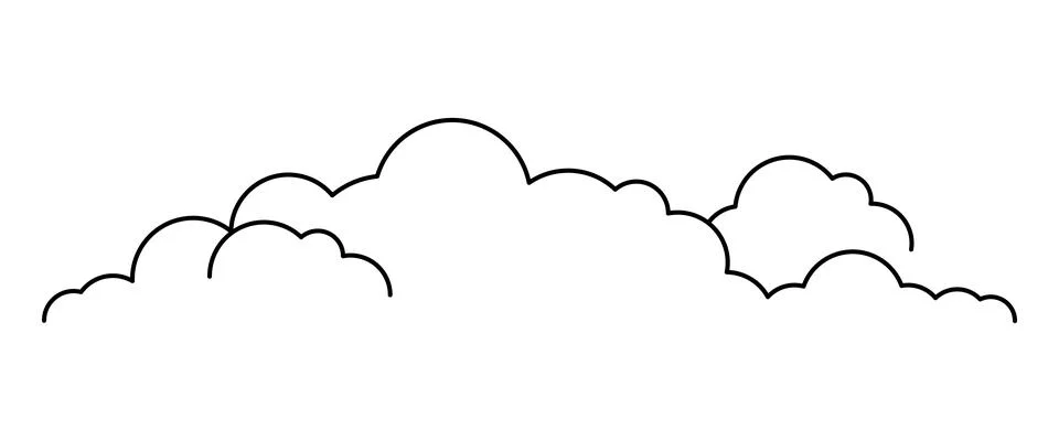 Cloud line shape, graphic clouds outline, clouds lined, cloudy line simple Ilustración de archivo