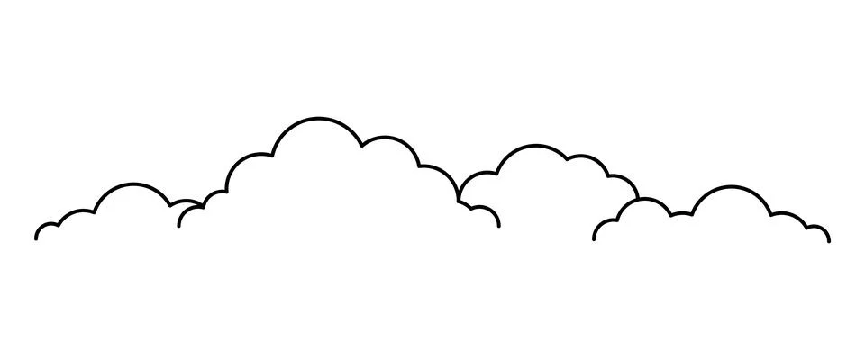 Cloud line shape, graphic clouds outline, clouds lined, cloudy line simple Illustrazione stock