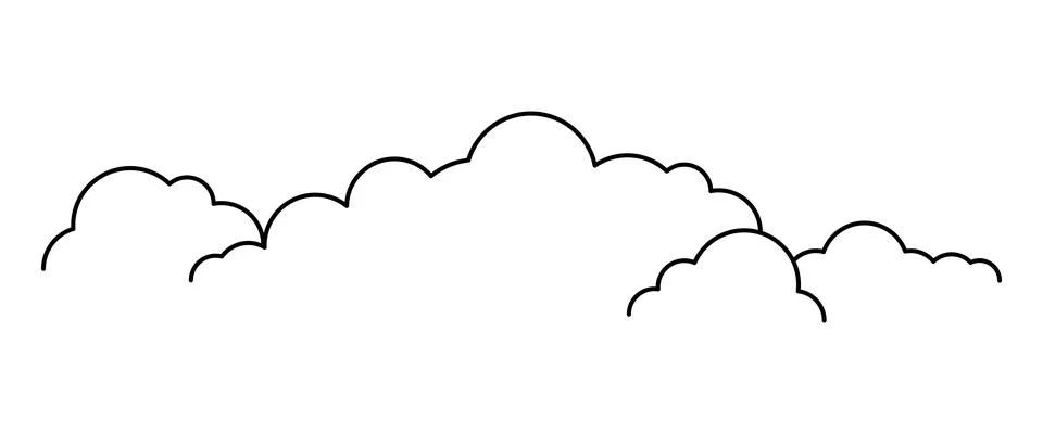 Cloud line shape, graphic clouds outline, clouds lined, cloudy line simple Illustrazione stock