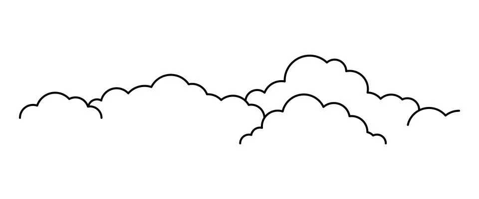 Cloud line shape, graphic clouds outline, clouds lined, cloudy line simple Ilustración de archivo