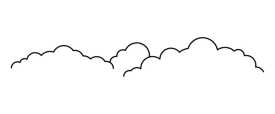 Cloud line shape, graphic clouds outline, clouds lined, cloudy line simple Illustrazione stock