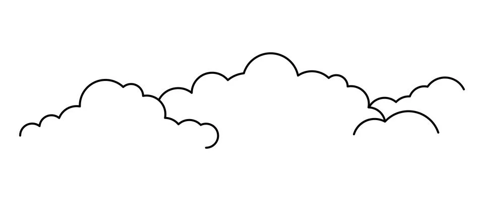Cloud line shape, graphic clouds outline, clouds lined, cloudy line simple Illustrazione stock
