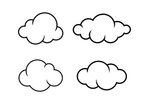 Cloud line shape, graphic clouds outline, clouds lined, cloudy line simple Illustrazione stock