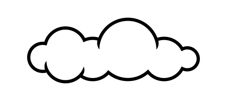Cloud line shape, graphic clouds outline, clouds lined, cloudy line simple Illustrazione stock