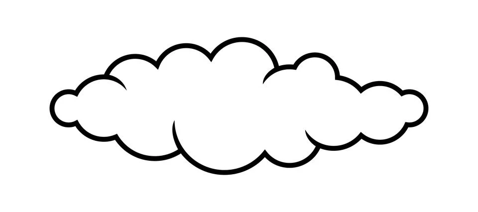 Cloud line shape, graphic clouds outline, clouds lined, cloudy line simple Illustrazione stock