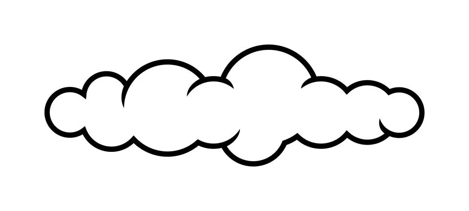 Cloud line shape, graphic clouds outline, clouds lined, cloudy line simple Illustrazione stock