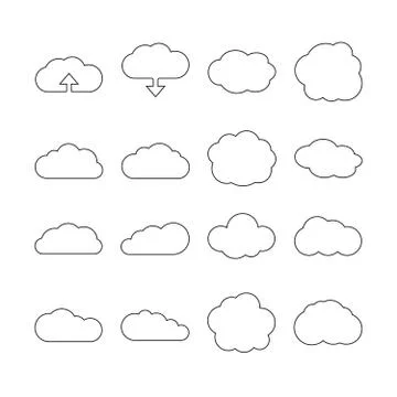 Cloud line web icons for cloud computing 스톡 일러스트
