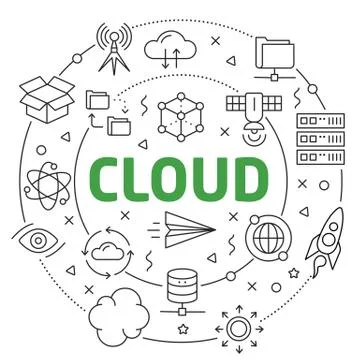 Cloud Linear illustration slide for the presentation Stock Illustration
