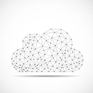 Cloud of lines and dots, abstract polygonal structure cloud of connected points Illustrazione stock