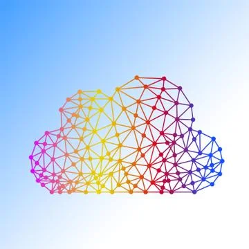 Cloud of lines and dots, abstract polygonal structure cloud of connected points 스톡 일러스트