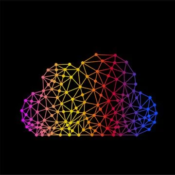 Cloud of lines and dots, abstract polygonal structure cloud of connected points イラスト素材