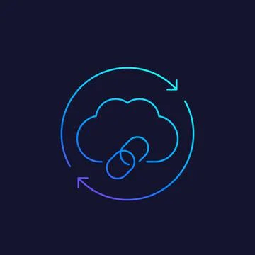 Cloud link vector line icon Stock Illustration