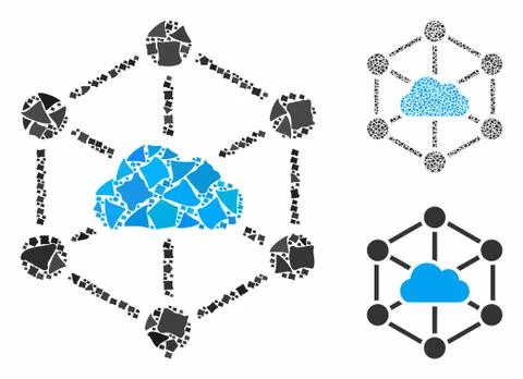 Cloud links Composition Icon of Rough Items Ilustração Stock