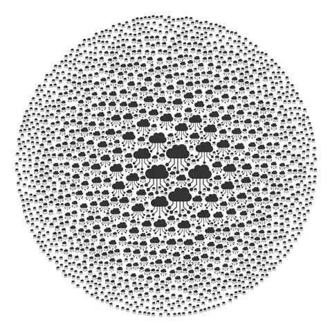 Cloud Links Icon Round Bubble Collage Illustrazione stock