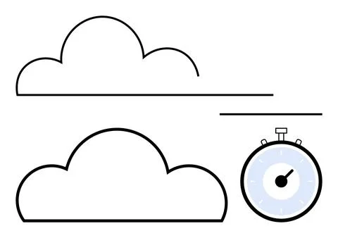Cloud Loading Process with Stopwatch Indicating Speed and Efficiency Stock Illustration