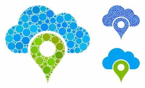 Cloud Location Composition Icon of Circle Dots Illustrazione stock