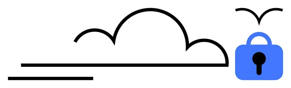 Cloud with Lock Icon Symbolizing Data Security and Protection Stockillustratie