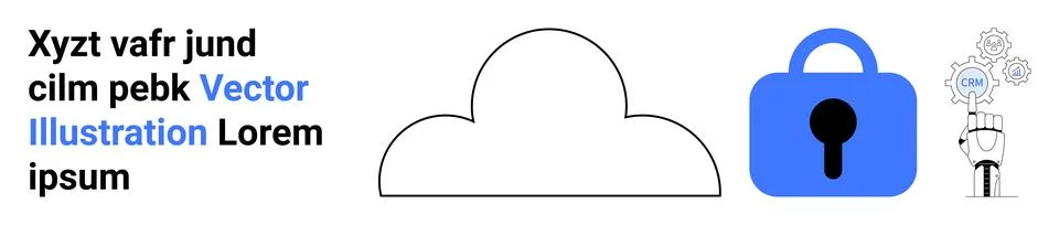 Cloud with lock icon symbolizing data security, a hand holding a cog with AI  Illustrazione stock