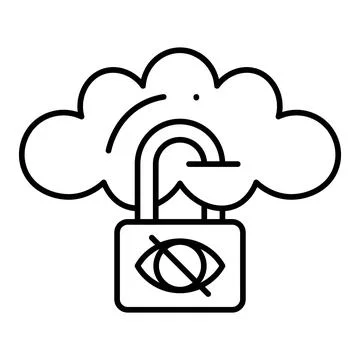 Cloud Lock Line Icon Stock Illustration