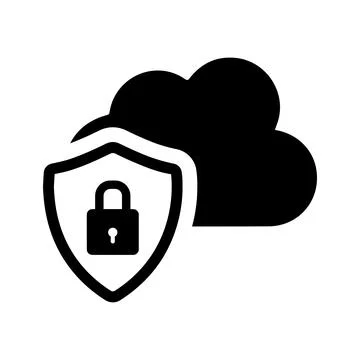 Cloud, lock, secure icon. Black vector graphics. Stock Illustration