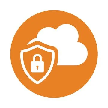 Cloud, lock, secure icon. Orange color vector EPS. Stockillustratie
