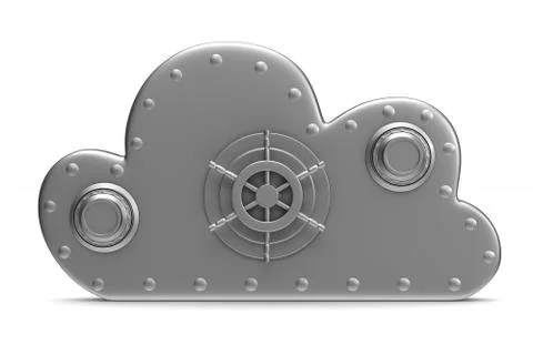 Cloud with lock on white background. Isolated 3D image 스톡 일러스트