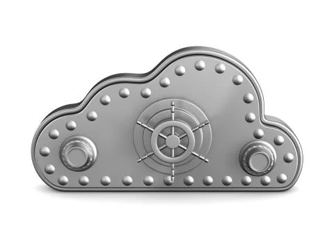 Cloud with lock on white background. Isolated 3D illustration 스톡 일러스트